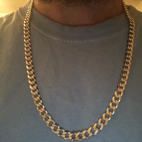 7.5mm Sterling Silver Heavy Cuban Link Chain - Picture 3 of 8